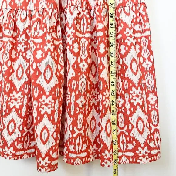 Evereve BB Dakota Emersyn Tiered Midi Dress XS Deep V-Neck Batik Cotton Spring - Picture 12 of 16